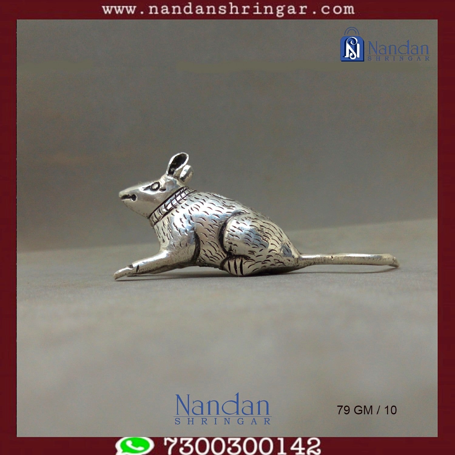 Fine silver rat sculpture by Utsav Arts, showcasing intricate details and craftsmanship, perfect for home decor.