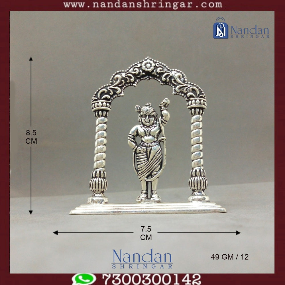 Fine silver Shreenath Ji statue by Utsav Arts showcasing intricate Mangla attire and detailed craftsmanship.