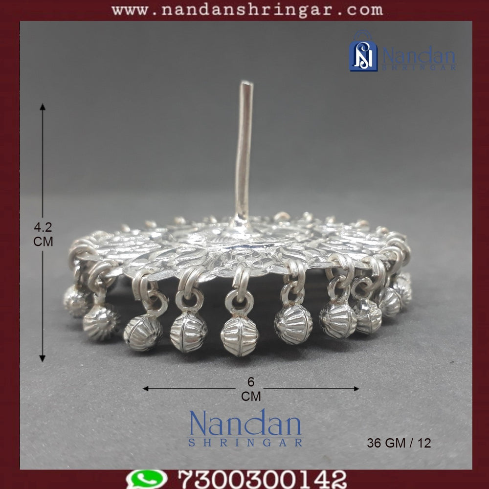 Fine silver Designer Chakri by Utsav Arts, featuring intricate detailing and a traditional design in an elegant display.