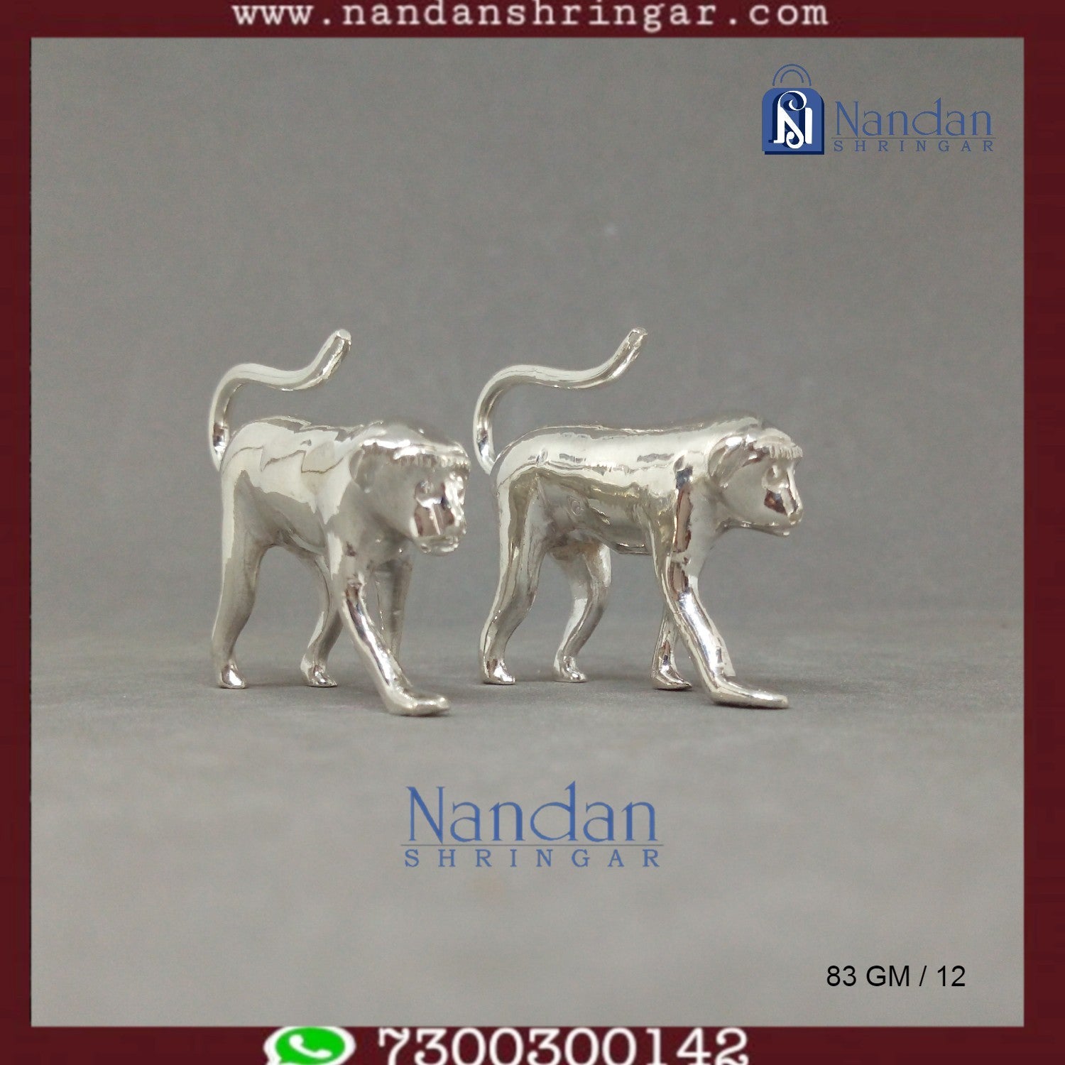 Monkey Fine Silver - One Pair