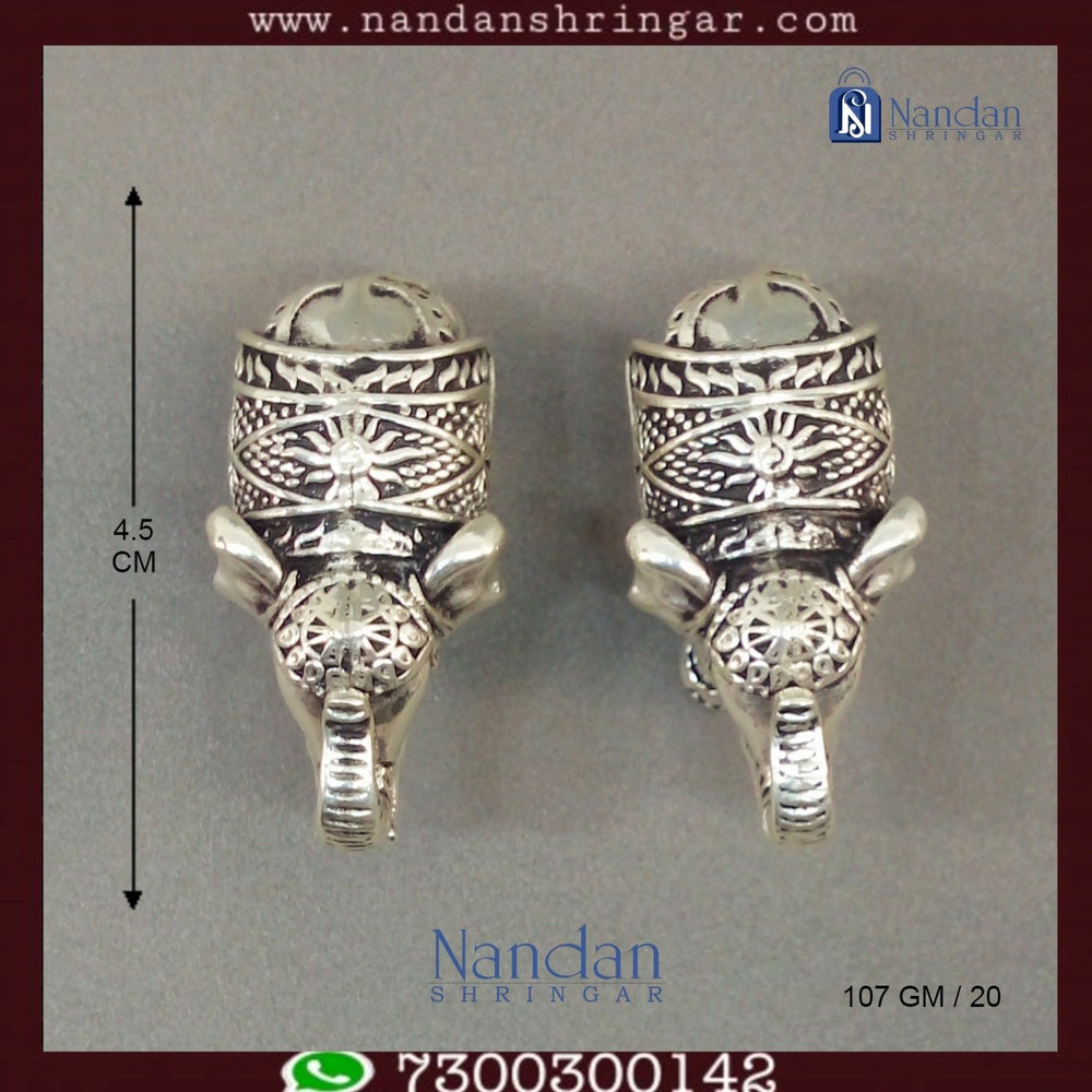 Antique fine silver elephant pair by Utsav Arts, showcasing intricate detailing and traditional craftsmanship.