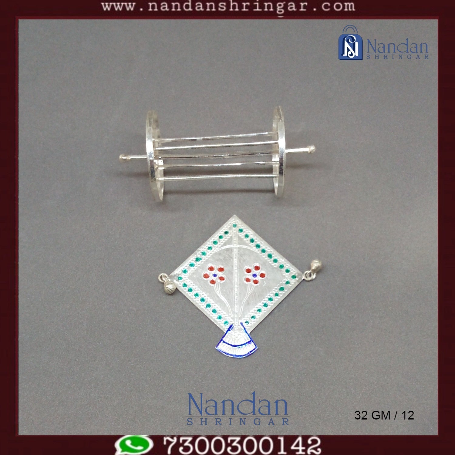 Fine silver Patang Chakri set by Utsav Arts, featuring intricate designs and traditional craftsmanship.