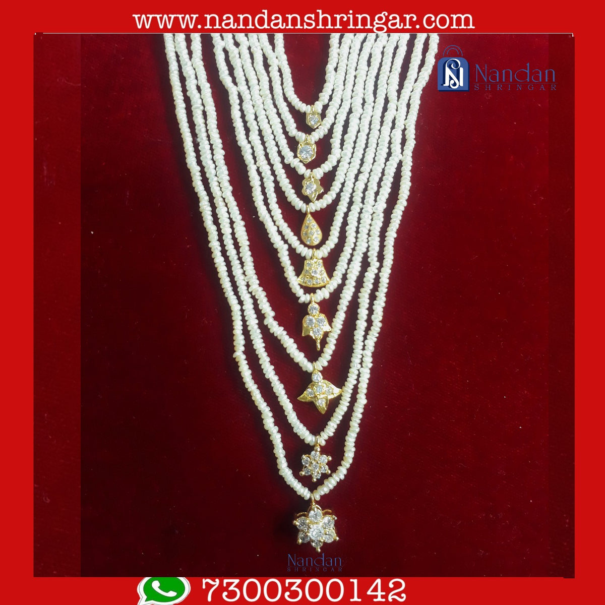 Real Pearl Bati Mala Set by nandanshringars featuring elegant pearls and intricate design, perfect for traditional wear.