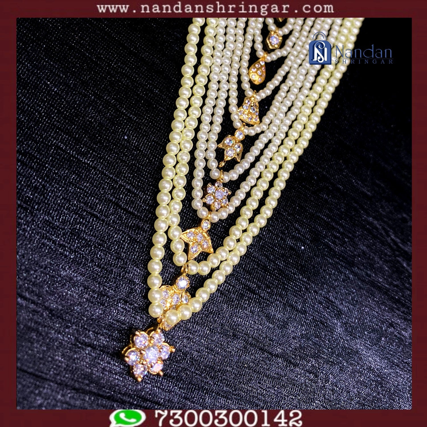 Semi Pearl Bati Mala Set by Nandanshringars featuring elegant pearls and unique design elements.