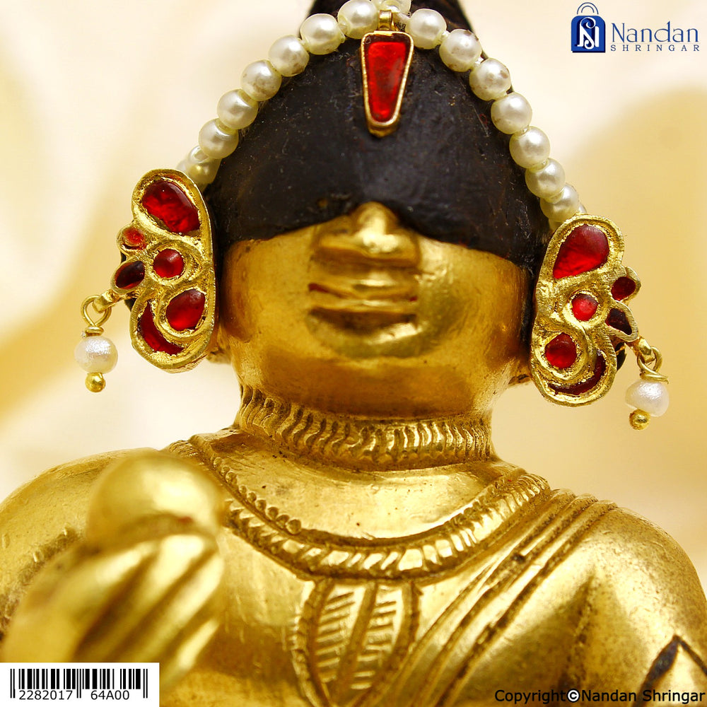Silver Jadaau MayuraKrit Kundal with Manek stones by nandanshringars, showcasing intricate design and craftsmanship.