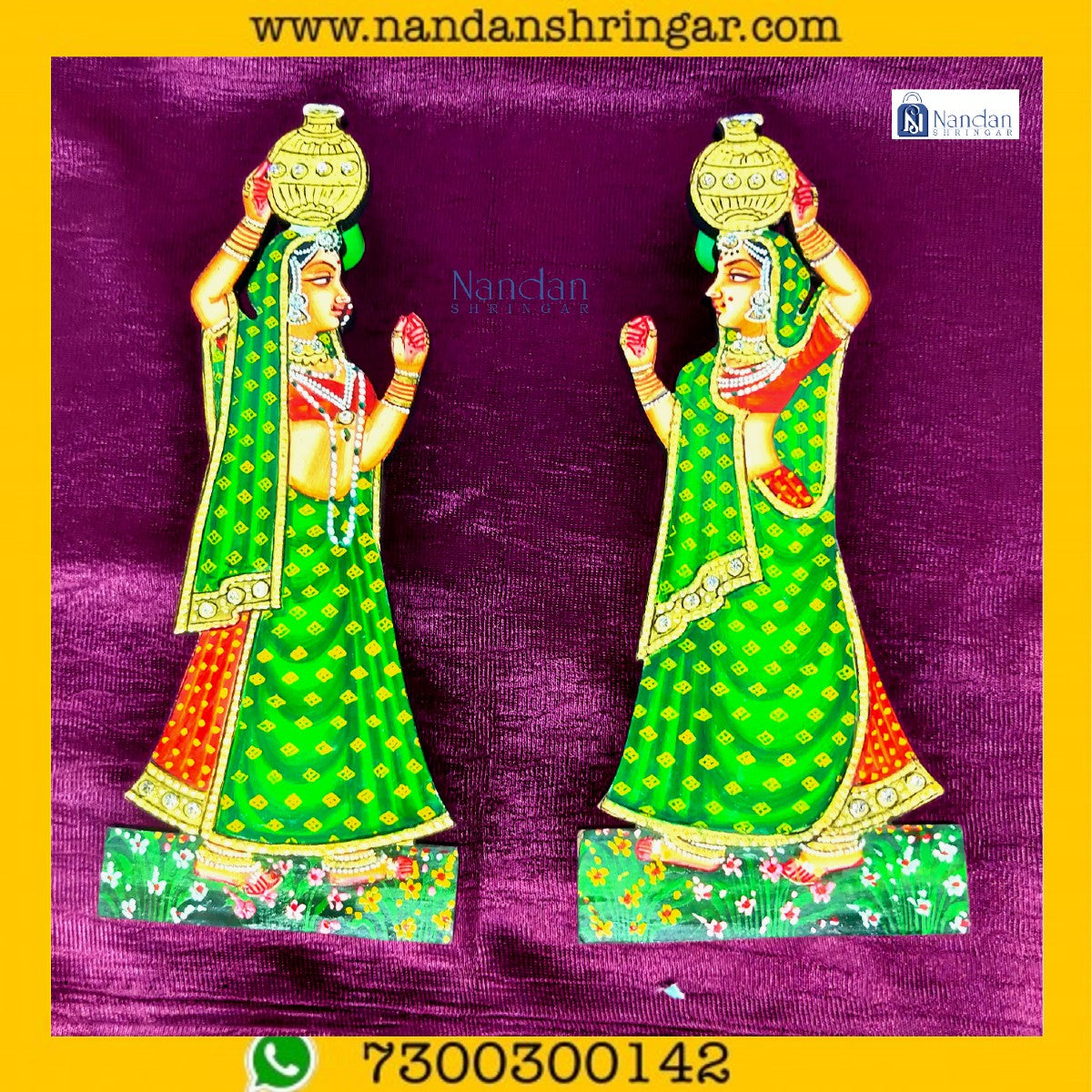 Green Gopi Matki pair from nandanshringars, showcasing traditional design and craftsmanship.