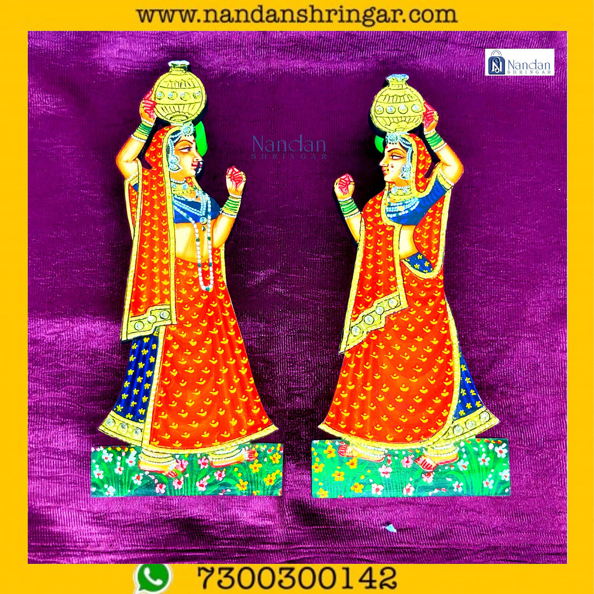 Orange Gopi Matki pair from nandanshringars featuring intricate designs and traditional craftsmanship.