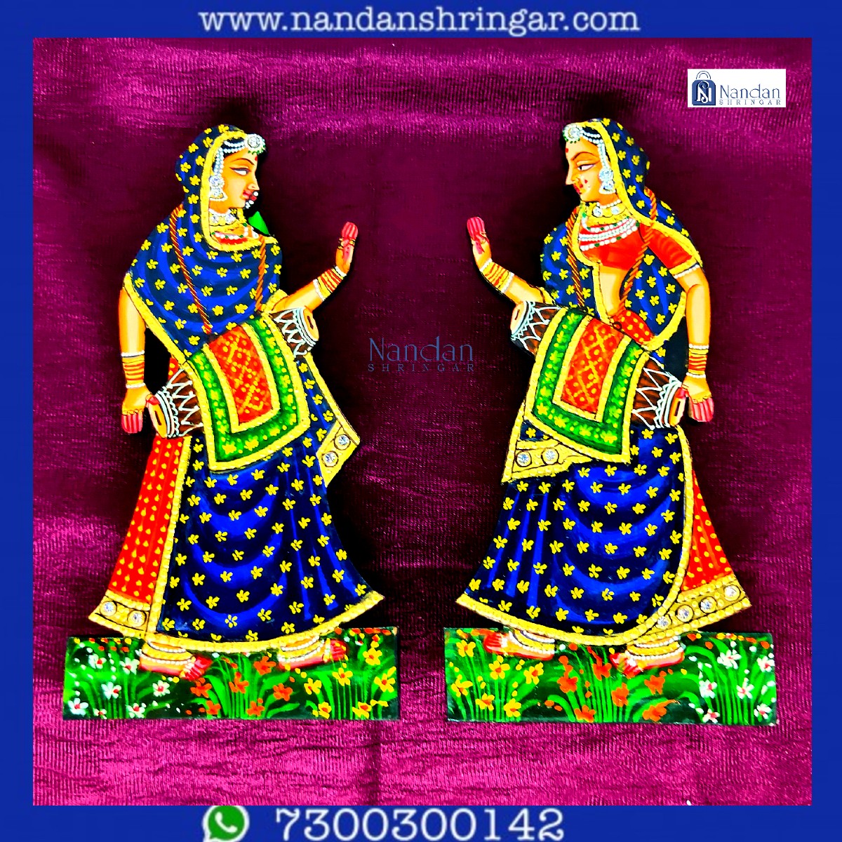 Blue Gopii Dholki pair by nandanshringars, showcasing intricate design and vibrant color, perfect for celebrations.