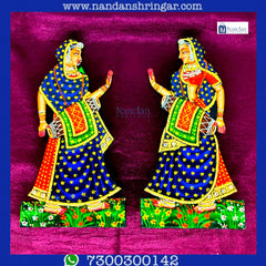 Blue Gopii Dholki pair by nandanshringars, showcasing intricate design and vibrant color, perfect for celebrations.