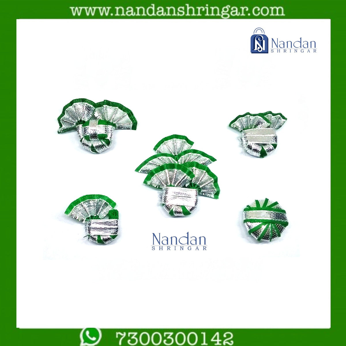 Silver Zari Paag Set - Green (Pack of 5) - nandanshringar