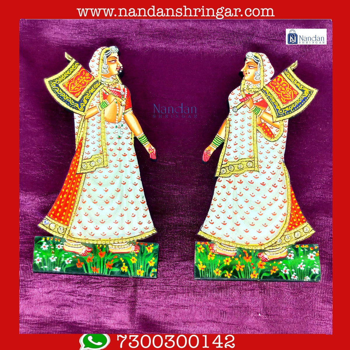 White Gopi Pankha pair from NandanShringars, showcasing intricate design and traditional craftsmanship.