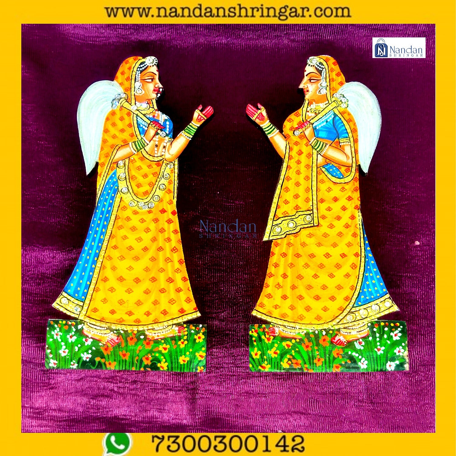 Gopi Chanwar Pair in vibrant yellow by nandanshringars, showcasing intricate design and craftsmanship.