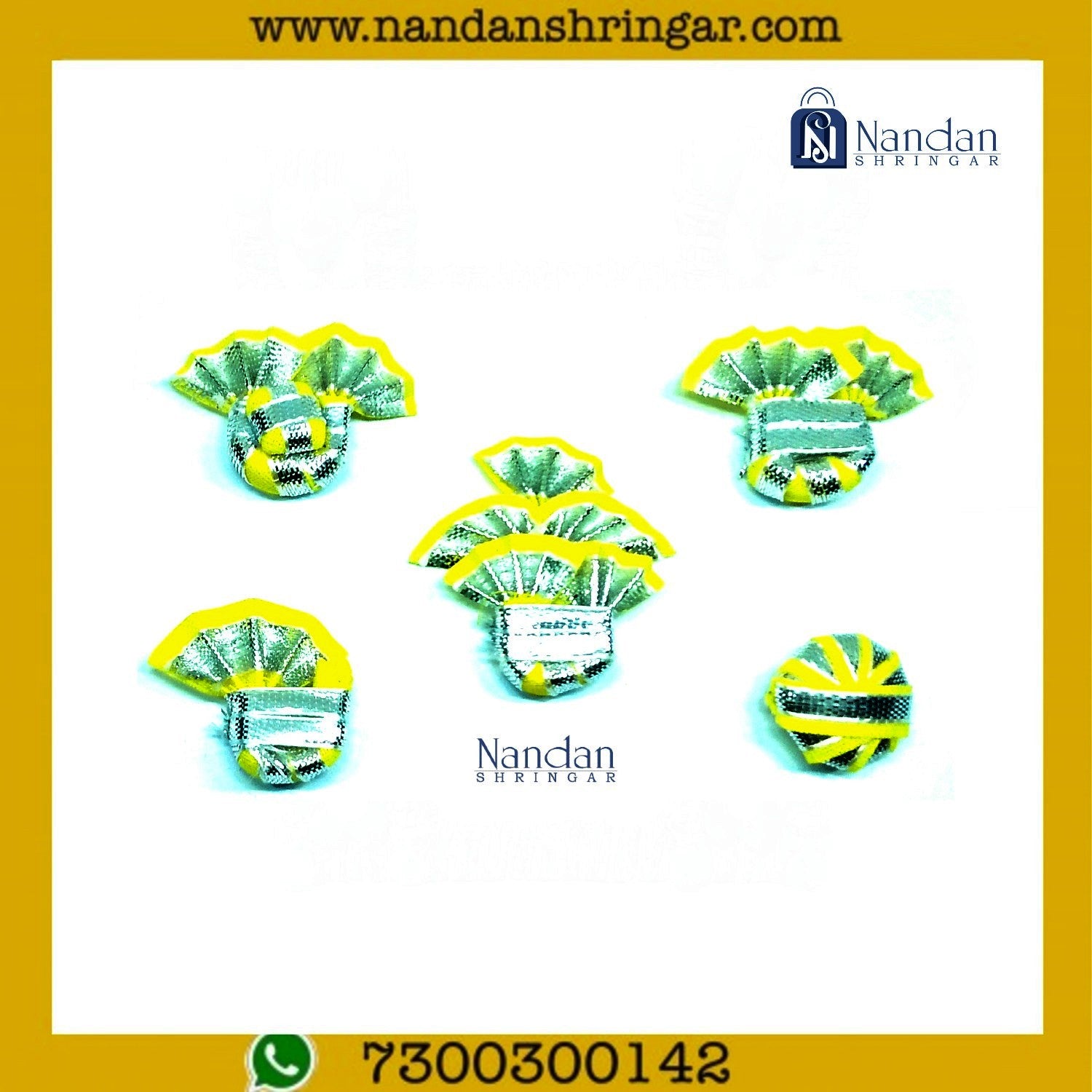 Silver Zari Paag Set - Yellow  (Pack of 5) - nandanshringar