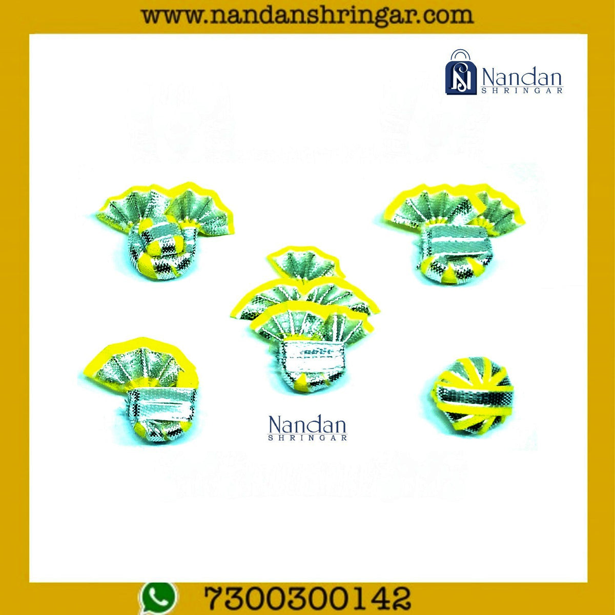 Silver Zari Paag Set - Yellow  (Pack of 5) - nandanshringar