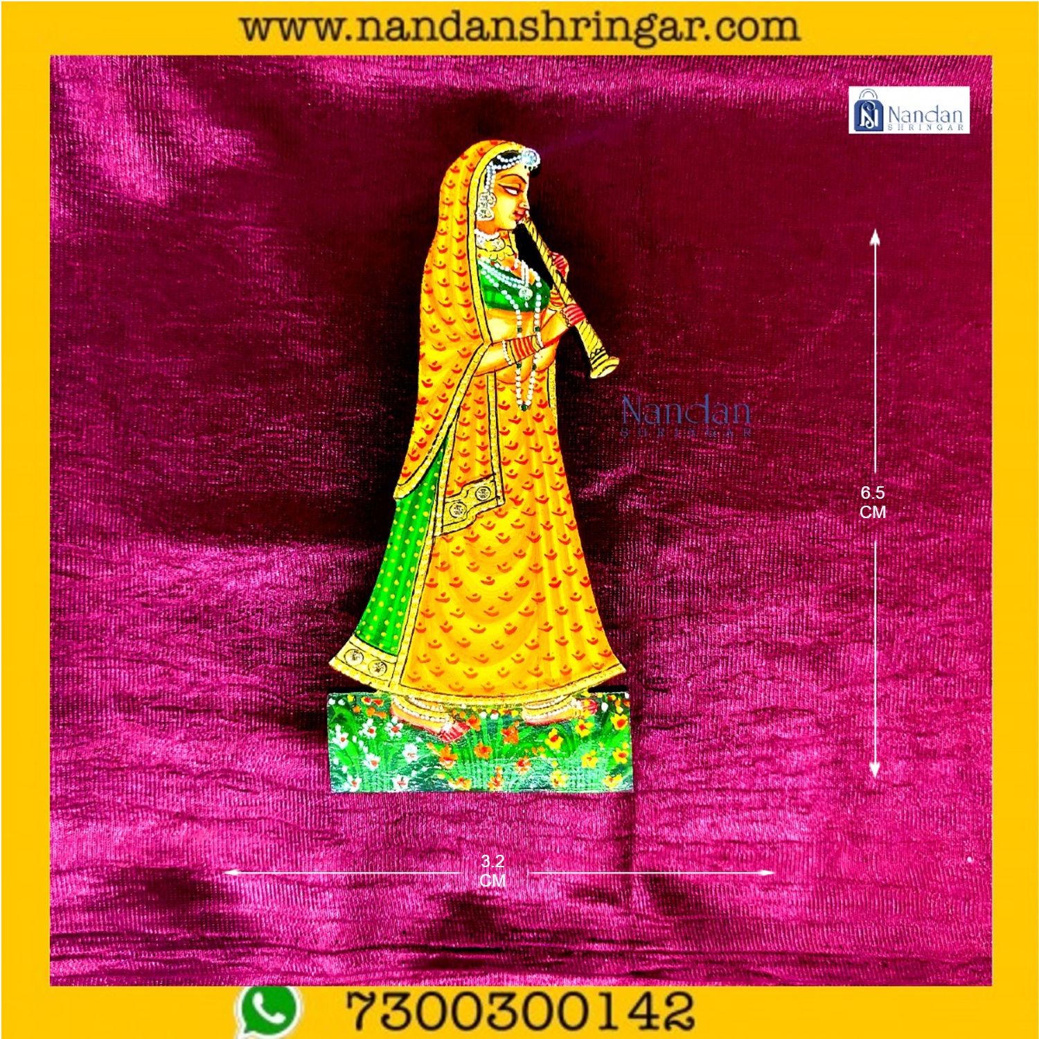 Yellow Gopi Shahnai pair by Nandanshringars, featuring intricate designs and vibrant color suitable for festive occasions.