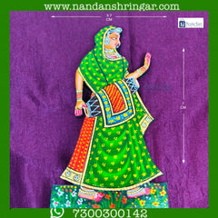 Green Gopi Dholki pair by Nandanshringars, featuring intricate designs and vibrant color, ideal for festive occasions.
